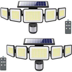 Solar Motion Sensor Lights Outdoor 4000LM 236 LED Flood Lights Waterproof 2 Pack